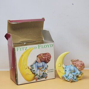 Fitz And Floyd Moon Beams Angel & Crescent Moon Salt & Pepper Shaker Set